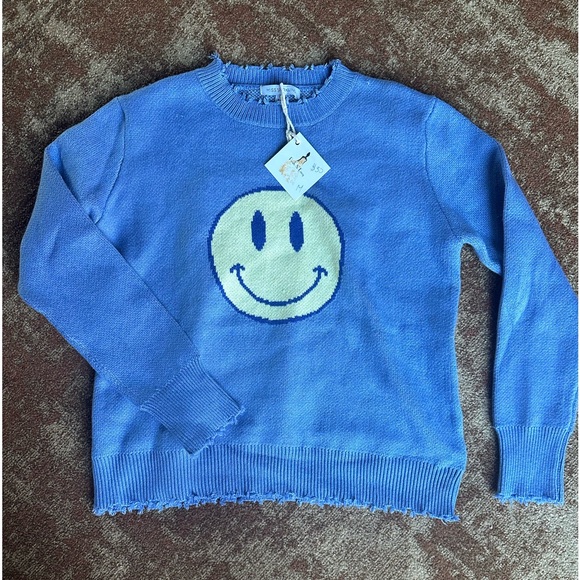 Miss Sparkling Smiley Face boho sweater NWT M* - Picture 1 of 6